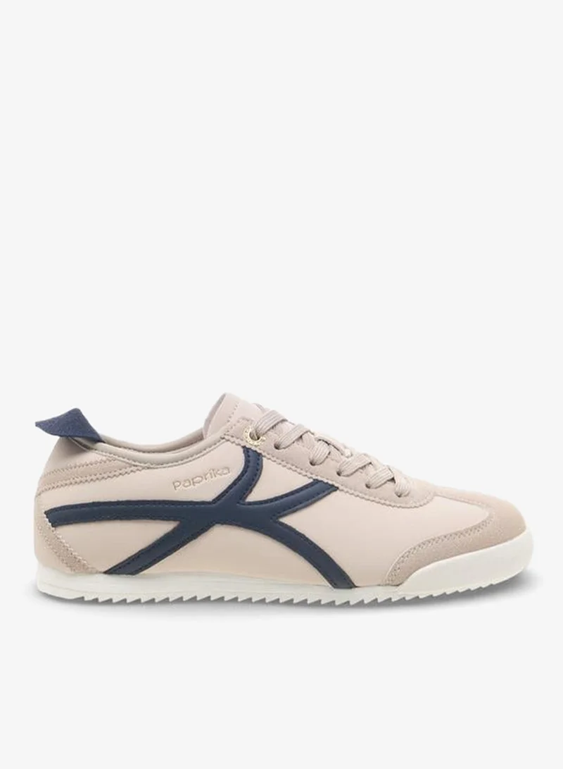 Women's Lace-Up Ankle Sneakers Beige