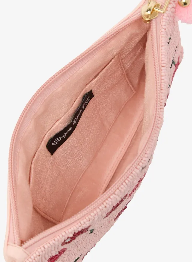 embroidered cherry embellished beaded clutch – image 5