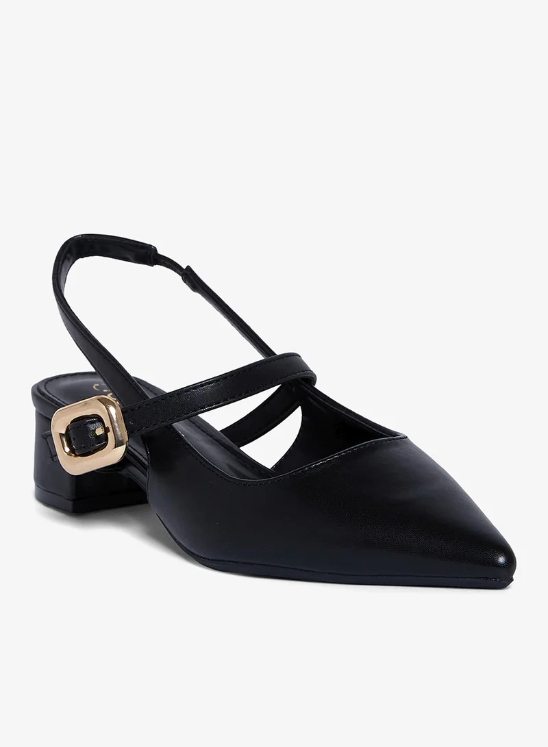 Geoomnii Women's Mid Heel Mules Black