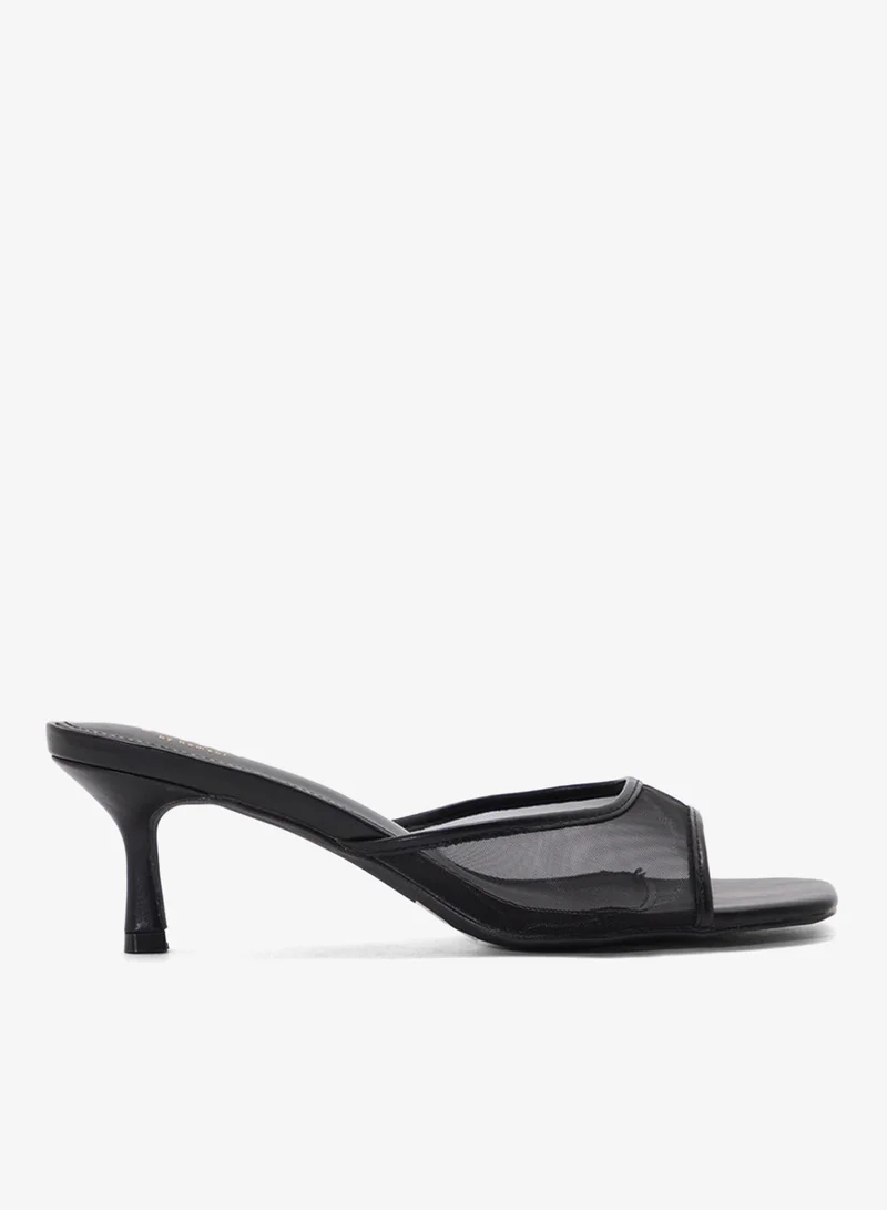 Mesh Mule Heel Sandals Black