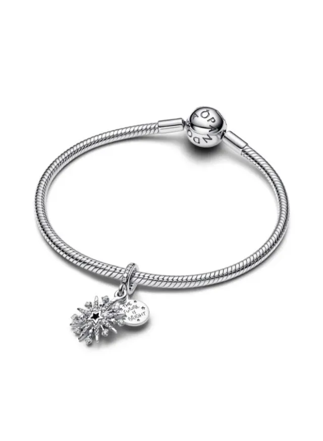 Sterling Silver Snowflake Charm with Cubic Zirconia – image 3