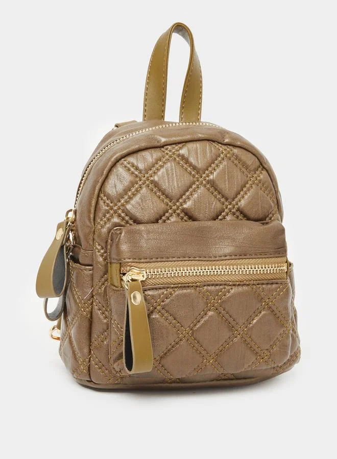 Styli Black Quilted Mini Backpack