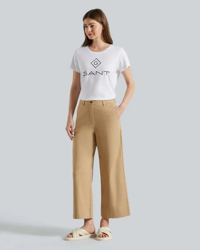 Cropped Wide-Leg Cotton Pants