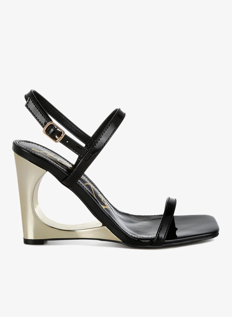 Metallic Fantasy Wedge Sandals Black