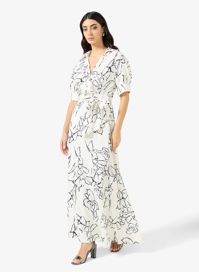 Printed Top and Skirt Set White