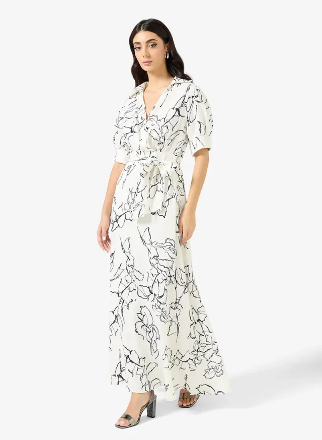 Printed Top and Skirt Set White