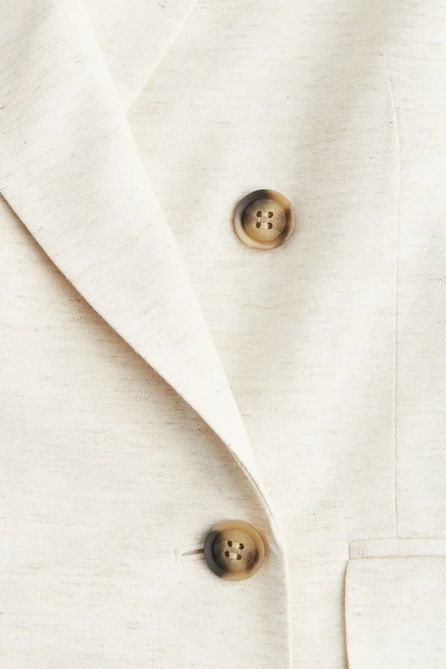 Beige Linen-Blend Double-Breasted Blazer for Women – image 5