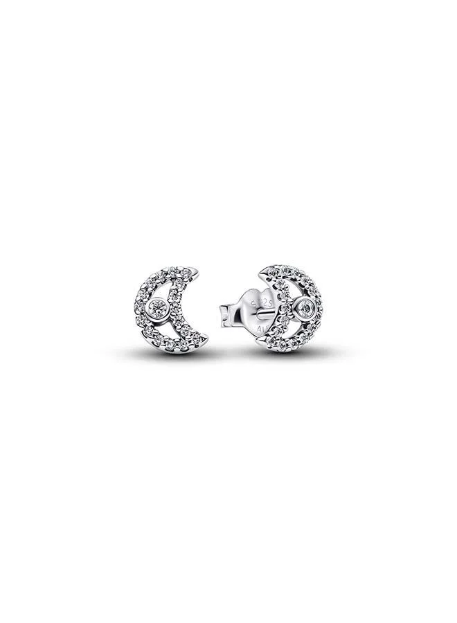 Sparkling Moon Stud Earrings