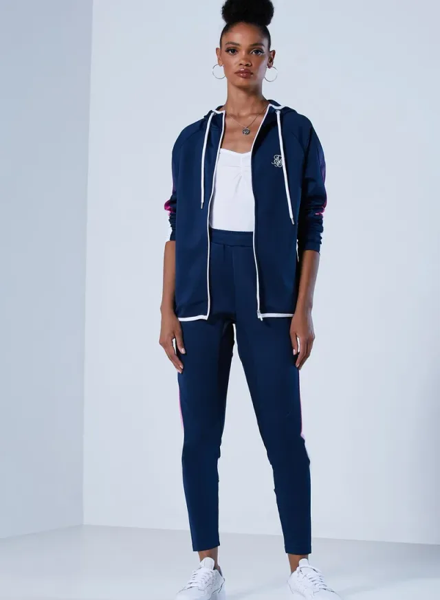 Navy Hooded Track Jacket with Dual Zip Pockets for Women – image 4