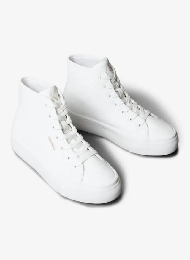 White Leather High-Top Platform Lace-Up Sneakers for Women – image 3