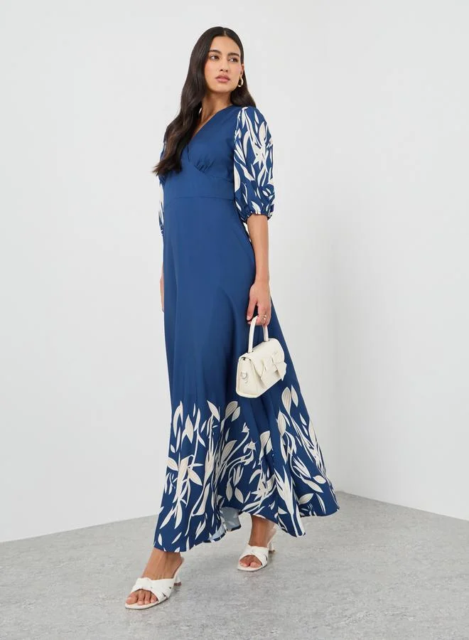 Floral Emerald Dress Facebook Blue