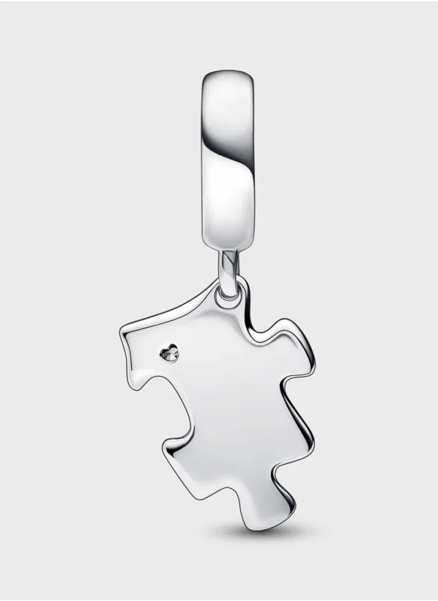 Sterling Silver Cubic Zirconia Puzzle Charm Pendant – image 2