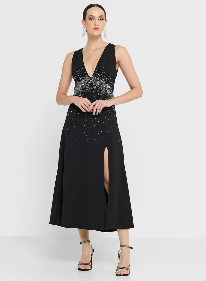 Embellished Halter Dress