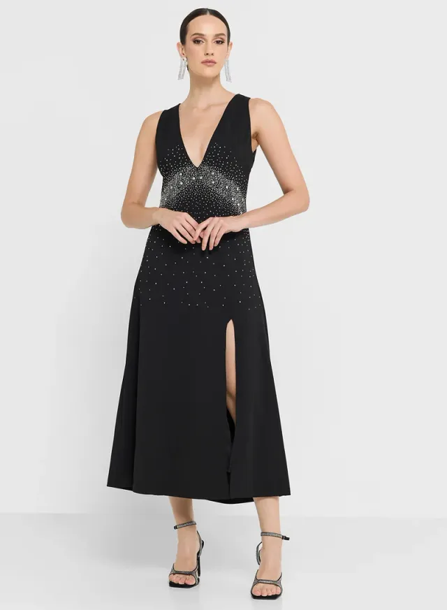 Embellished Halter Dress