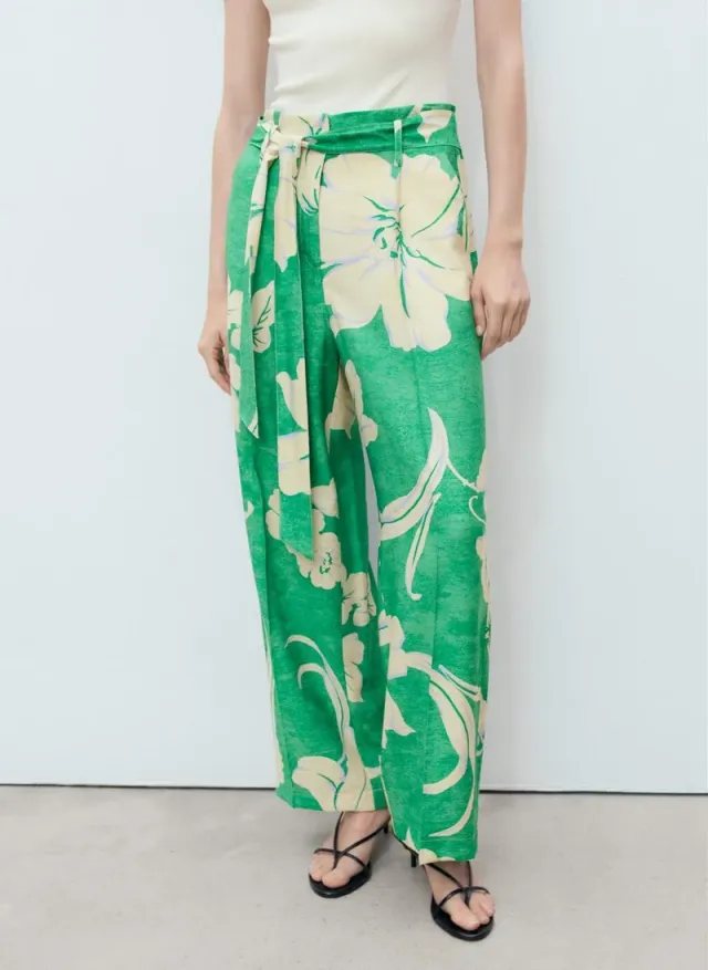High-Waist Printed Pants