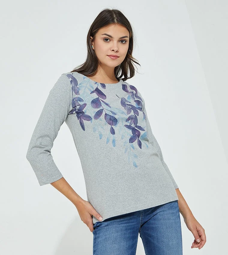 Printed Regular Fit T-Shirt Light Gray