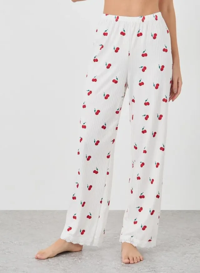 Take Two Cherry Print V-Neck T-Shirt & Pyjama Set – image 5