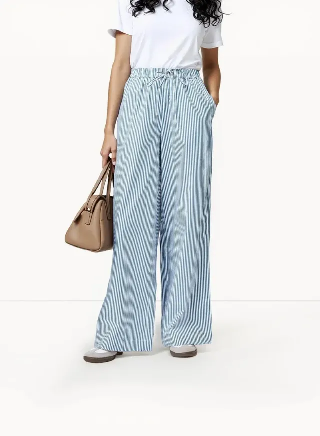 Cambria Striped Cotton Trousers Light Blue – image 4