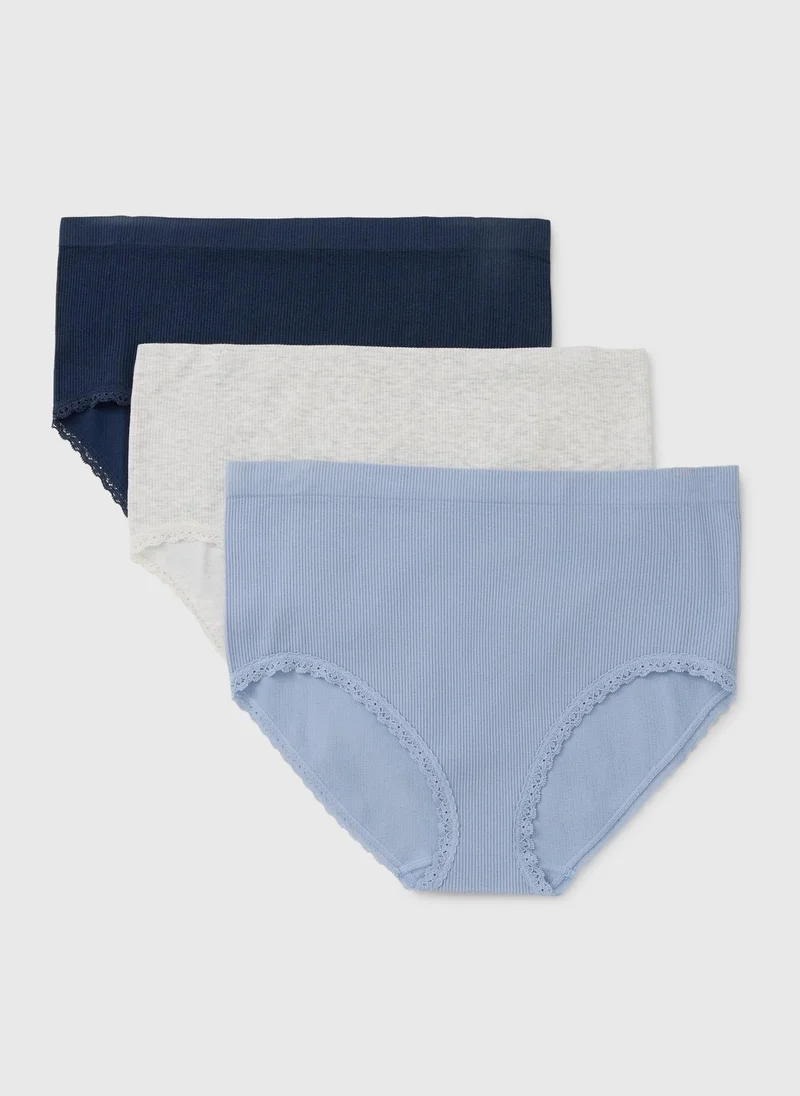 3-Pack Seamless Full Knickers Steel Blue