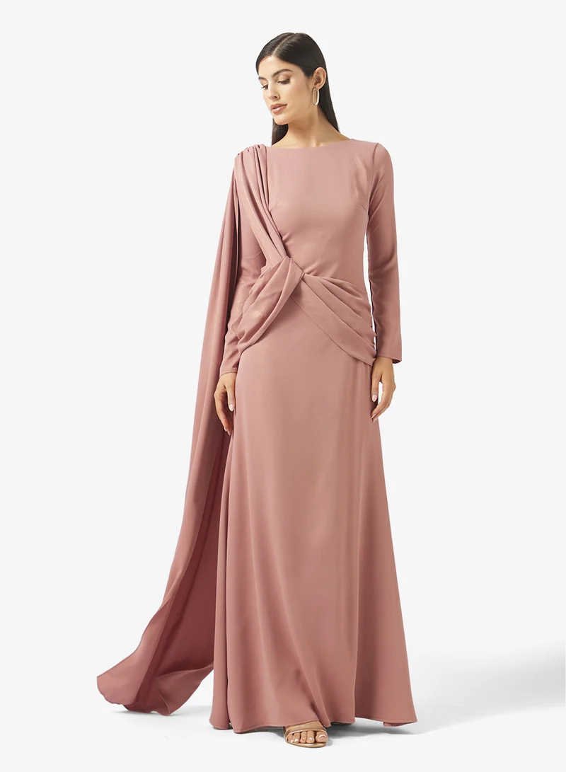 Draped Bodycon Evening Gown with Train