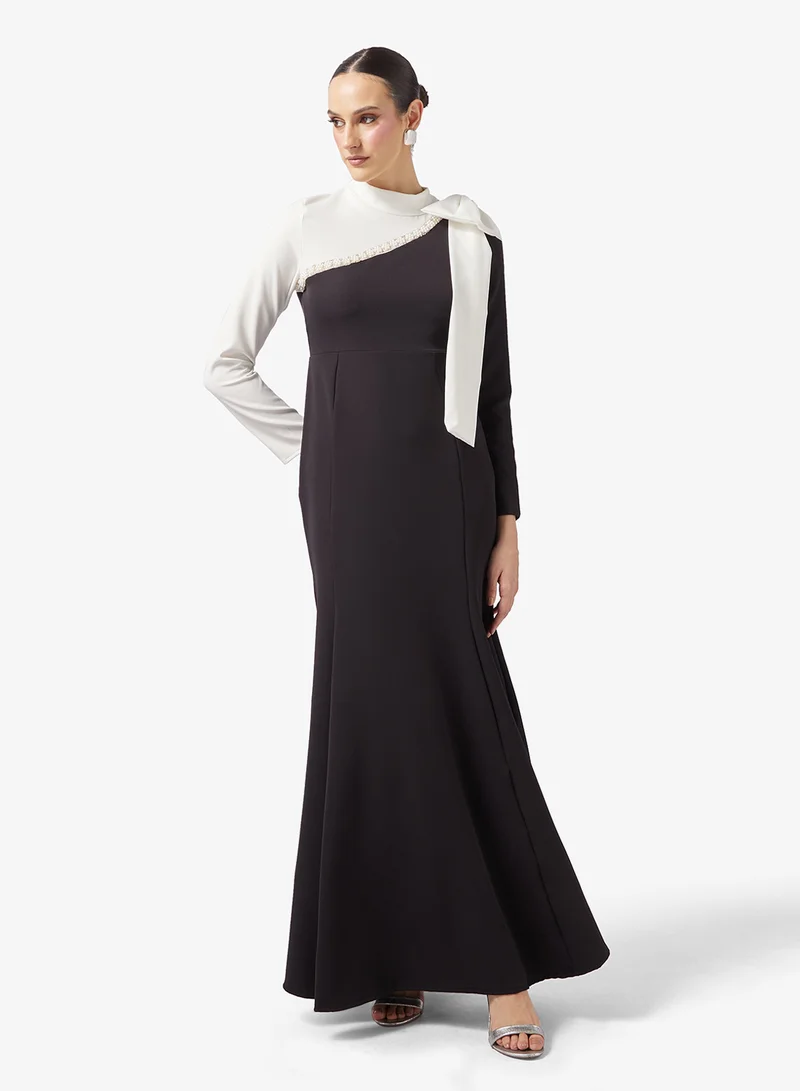 Contrast Exaggerated Bow Dress