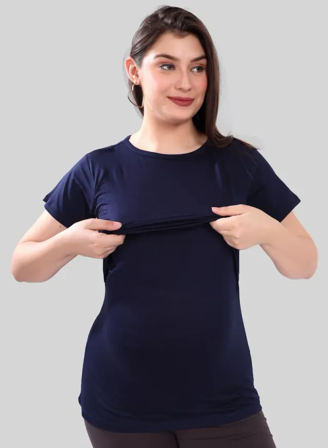 Maternity & Nursing Pull-On Top Blue – image 4
