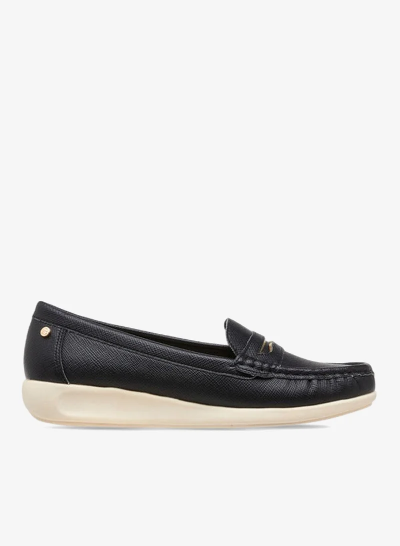 Women's Metal Accent Loafers Black