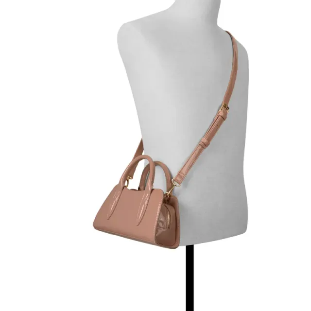 Small Structured Top-Handle Bag, Rose, Synthetic, Zip Closure – image 4