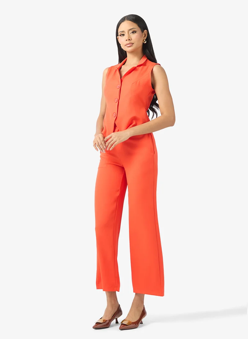 Sleeveless Vest and Pant Set Bright Orange