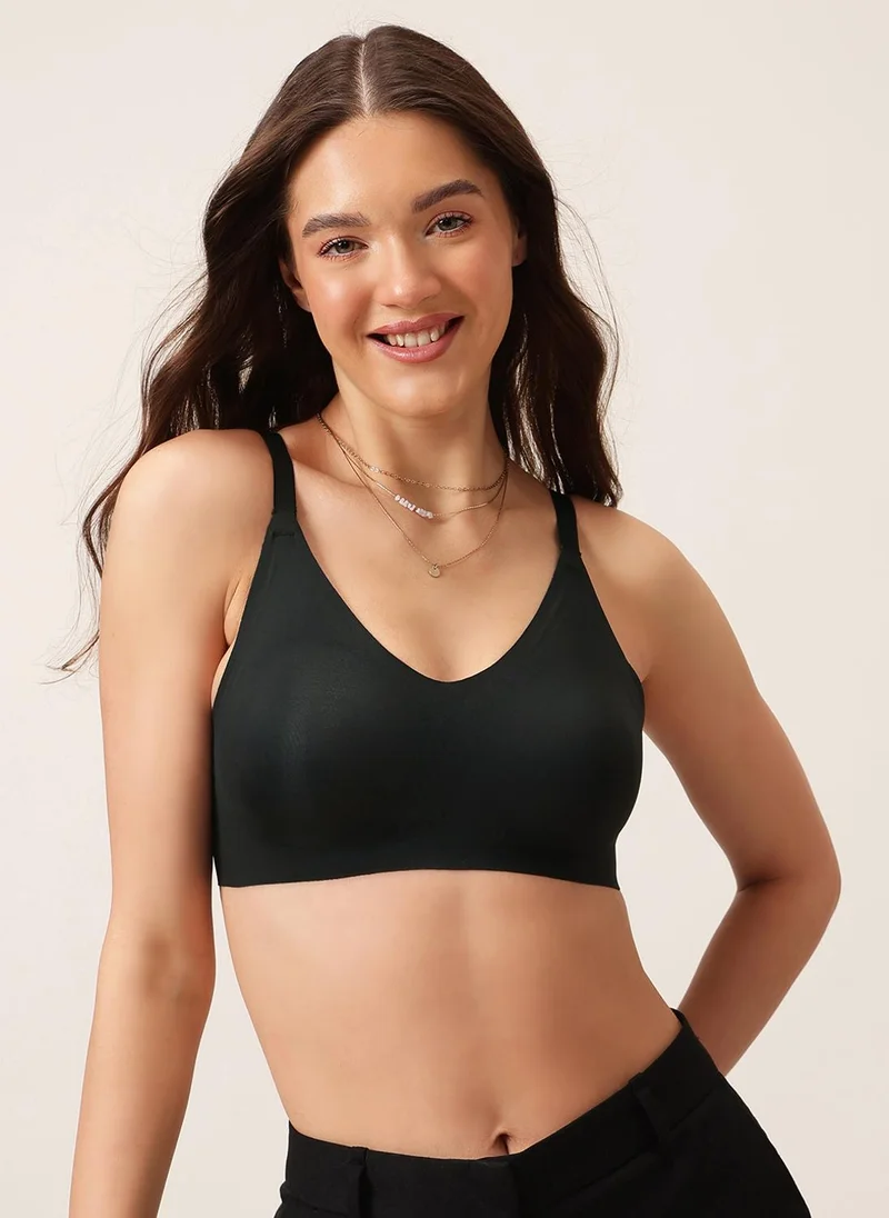 Clovia Seamless Bonded Full Coverage Bra Black