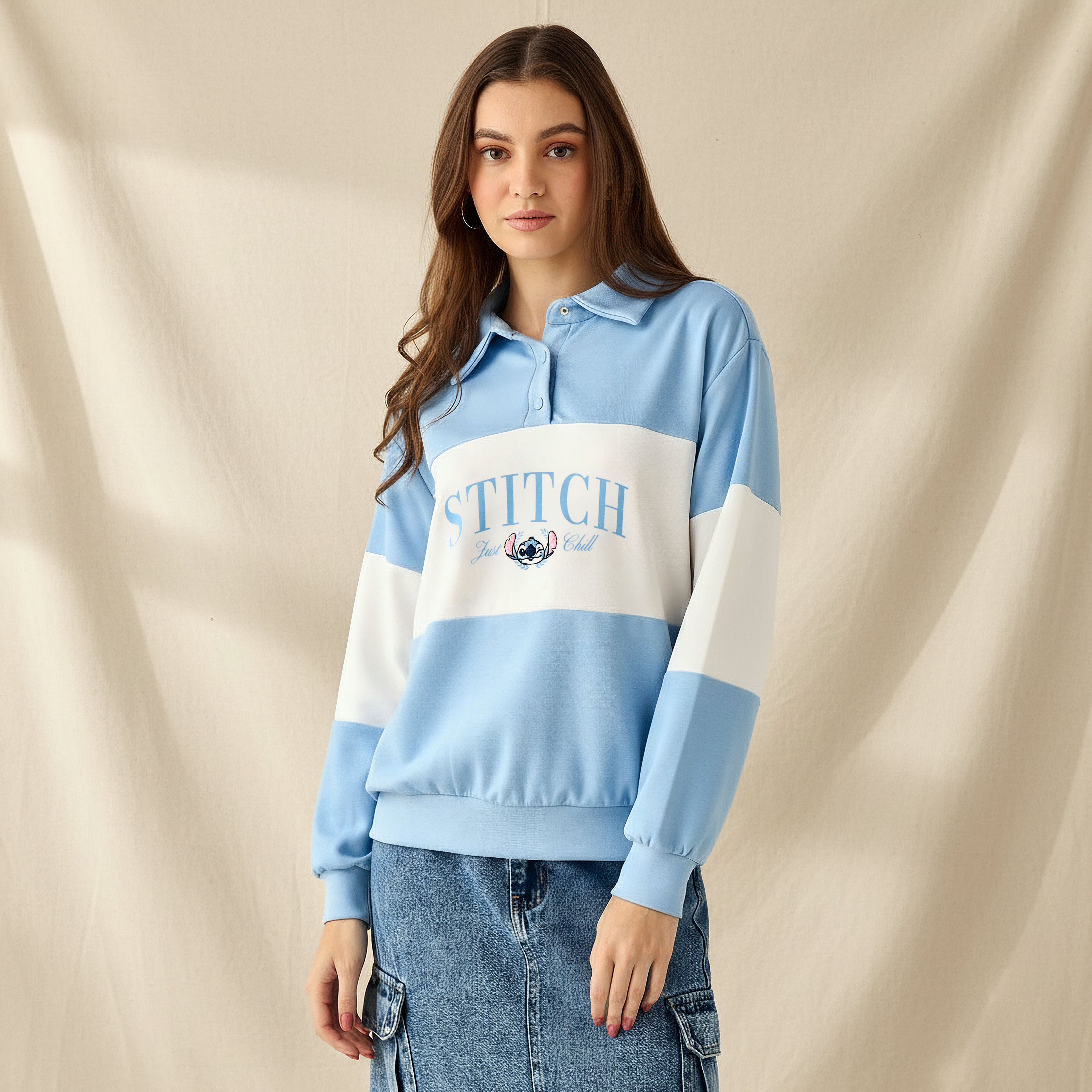 Lilo & Stitch Relaxed Polo Sweatshirt Blue
