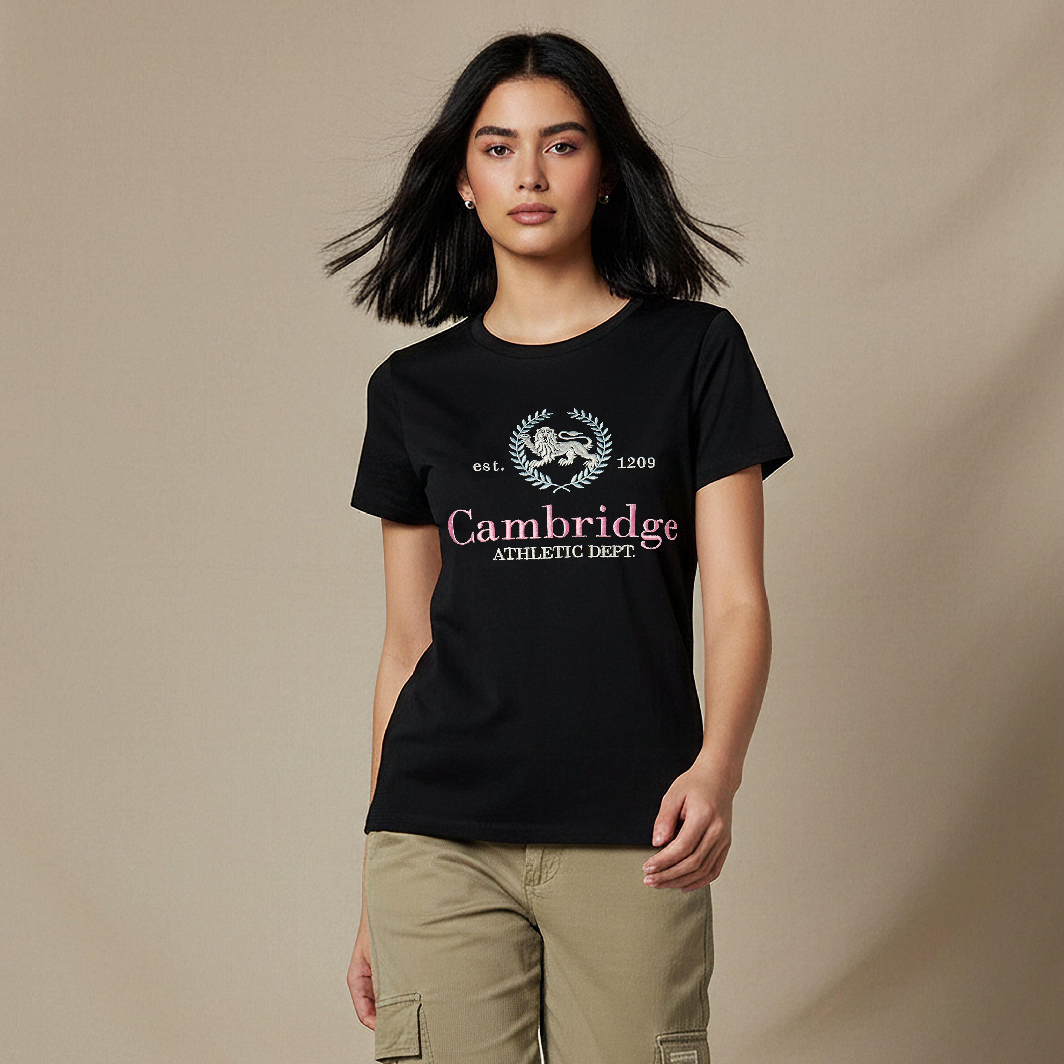 Cambridge University Cotton T-Shirt Black