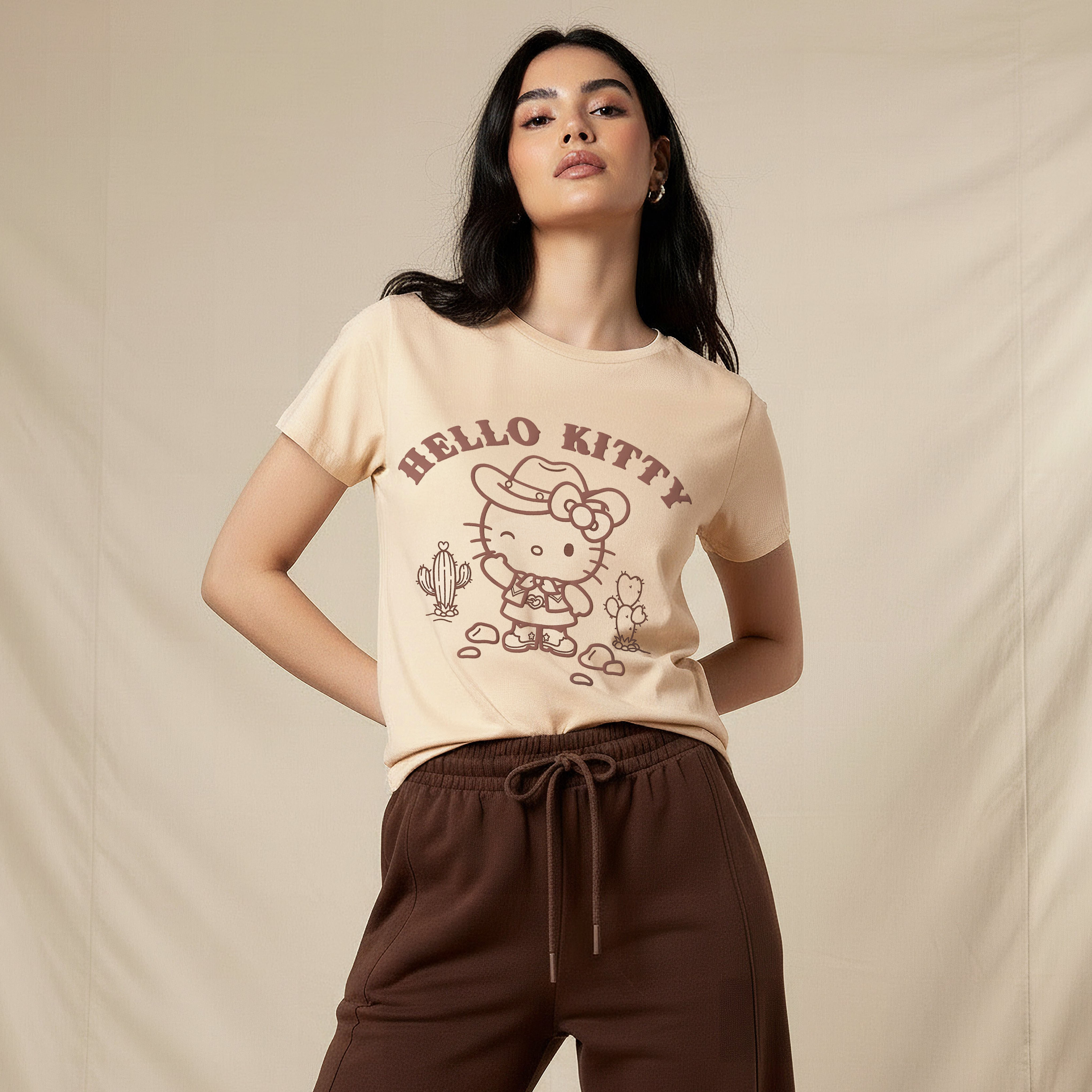 Hello Kitty Cotton T-Shirt Beige