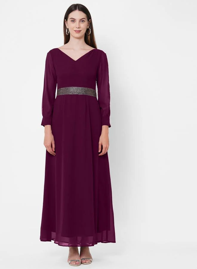 Mish Buckle Detail Maxi Dress Plum