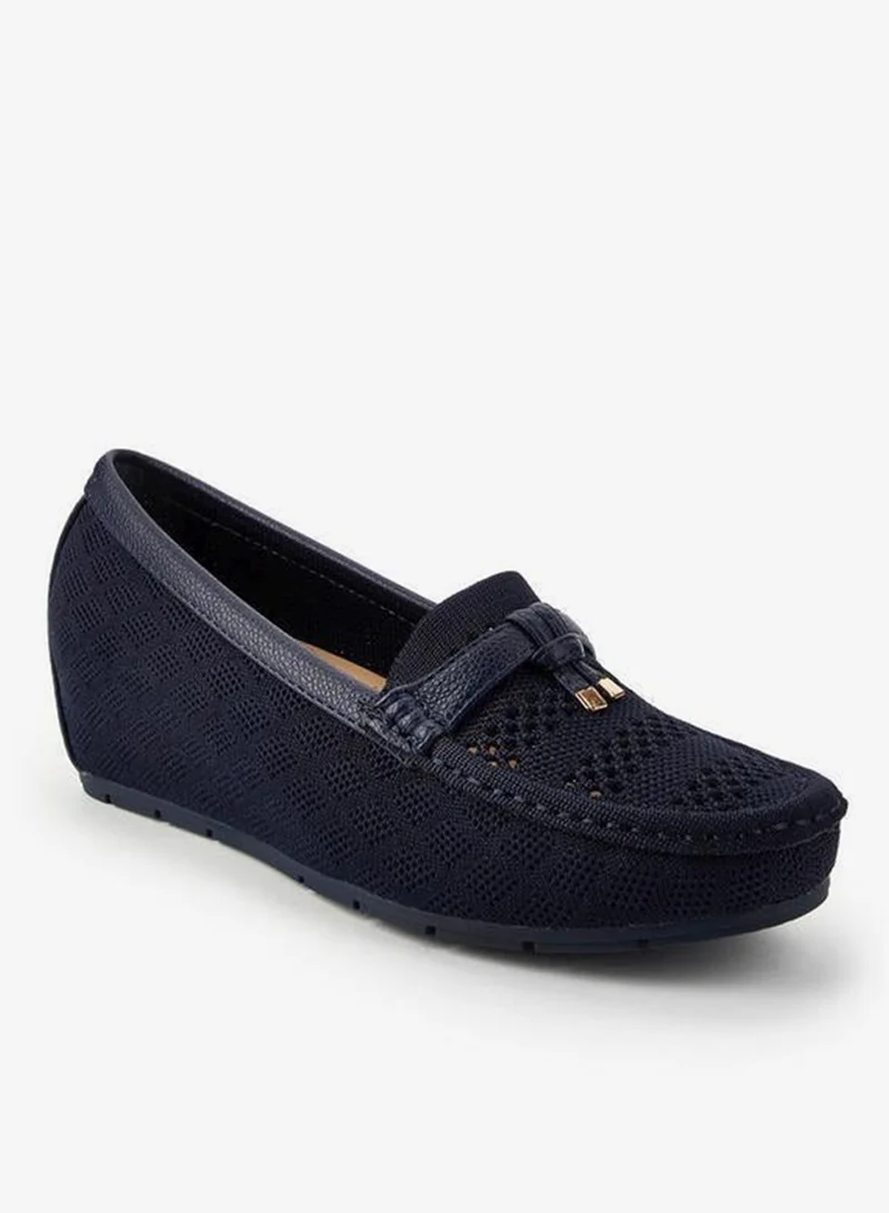 Women's Perforated Wedge Heel Loafers Blue