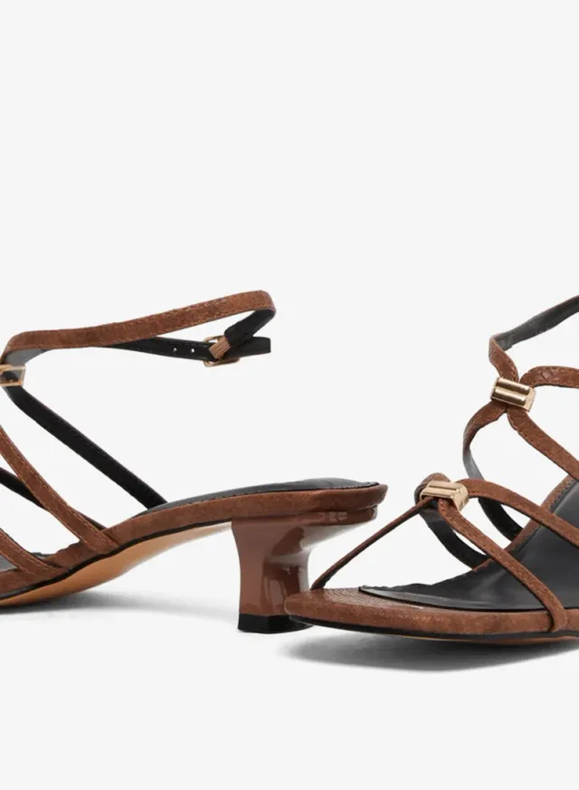 Metal Trim Strappy Sandals Brown – image 3