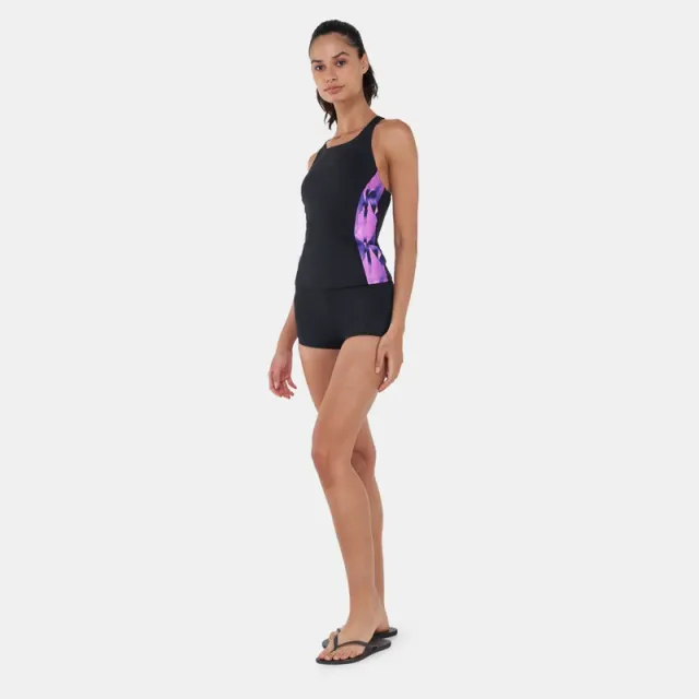 Women's Black Panel Tankini Swimsuit - Quick-Drying, Chlorine-Resistant