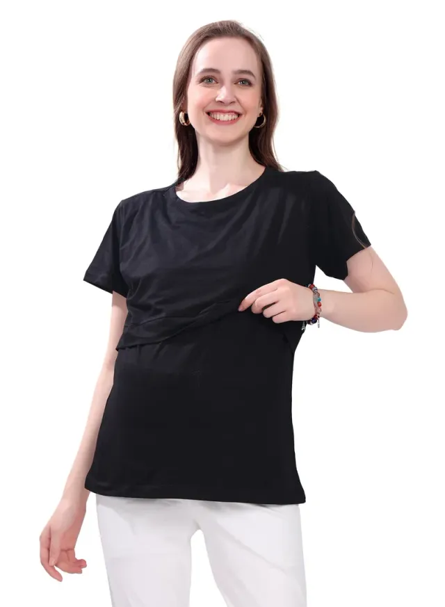 Maternity & Nursing Pull-On Top Black – image 2