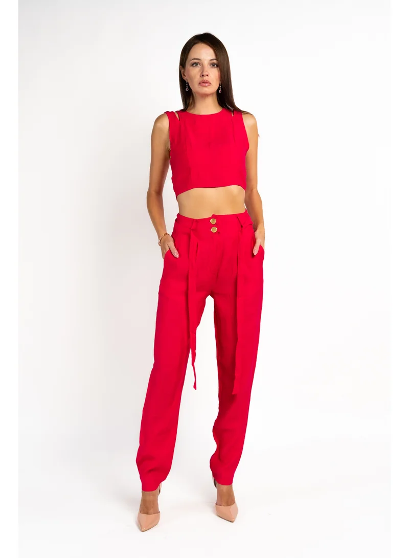 Crop Top & Pants Co-Ord Set - Fuschia Pink