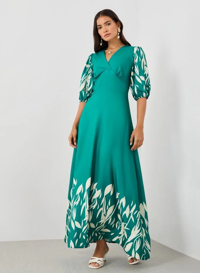 Floral Dress Emerald Green