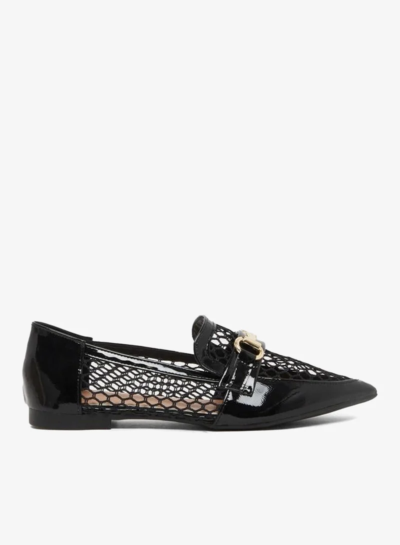 Styli Pointed Toe Mesh Flat Shoes Black