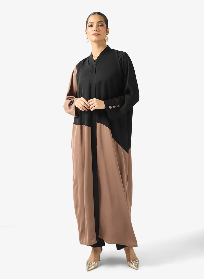 Color Block Abaya Set