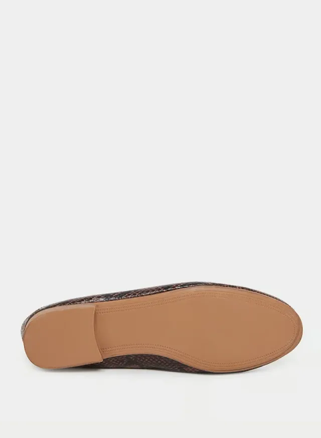 Snake Print Flat Loafers Brown – image 6