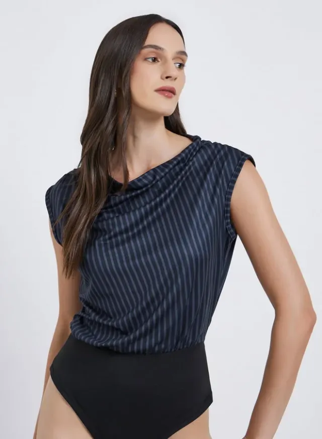 Women's Asymmetrical Neck Sleeveless Bodysuit - Purple