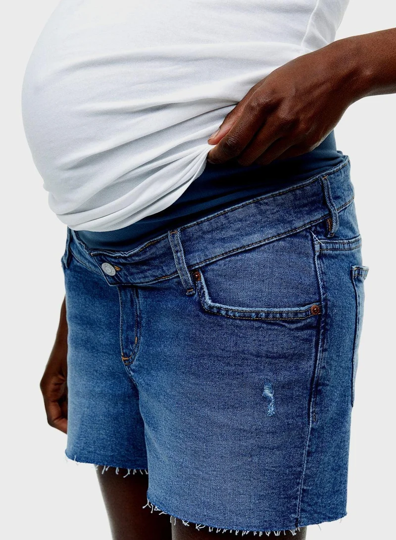 شورت جينز بخصر مرتفع