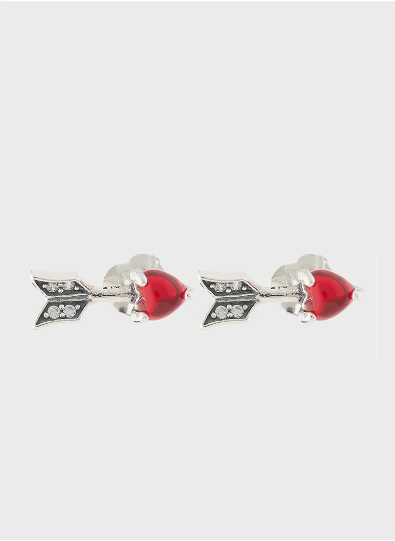 Heart Arrow Silver Studs Silver