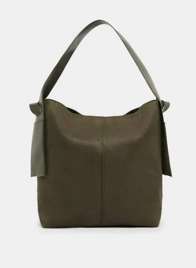 Styli Olive Suede Look Hobo Bag – image 2
