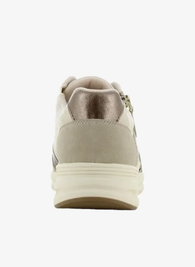 SJ Women's Panelled Lace-Up Sneakers Pale Beige – image 5