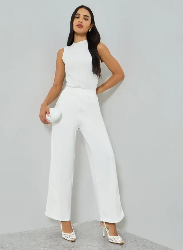 Wide Leg Scuba Pants Off White – image 4