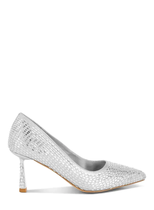 Rhinestone Embellished Pumps Black